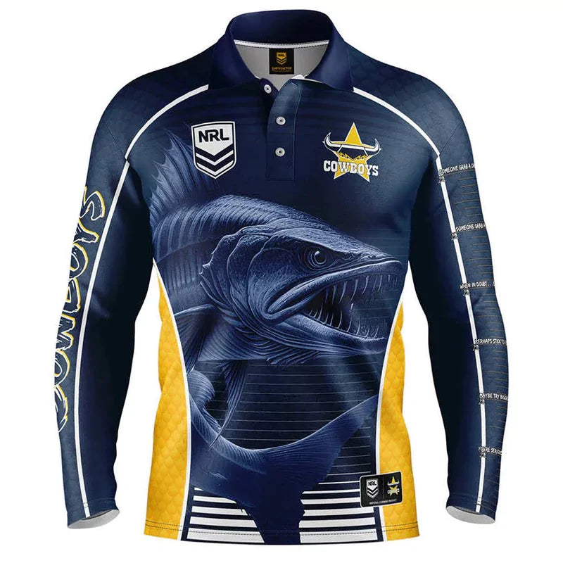 North QLD Cowboys NRL Barracuda Fishing Shirt - Mens