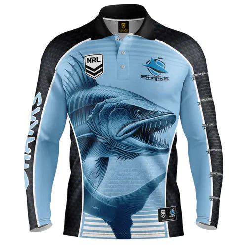 Cronulla Sharks NRL Barracuda Fishing Shirt - Mens