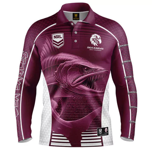 Manly Sea Eagles NRL Barracuda Fishing Shirt - Mens