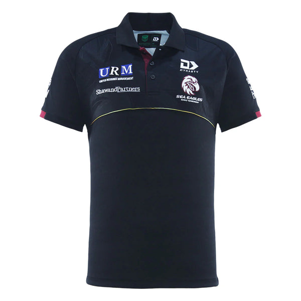 2025 Manly Sea Eagles NRL Black Media Polo - Mens