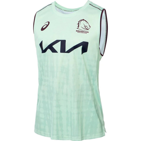 2025 Brisbane Broncos NRL Mint Training Singlet - Mens