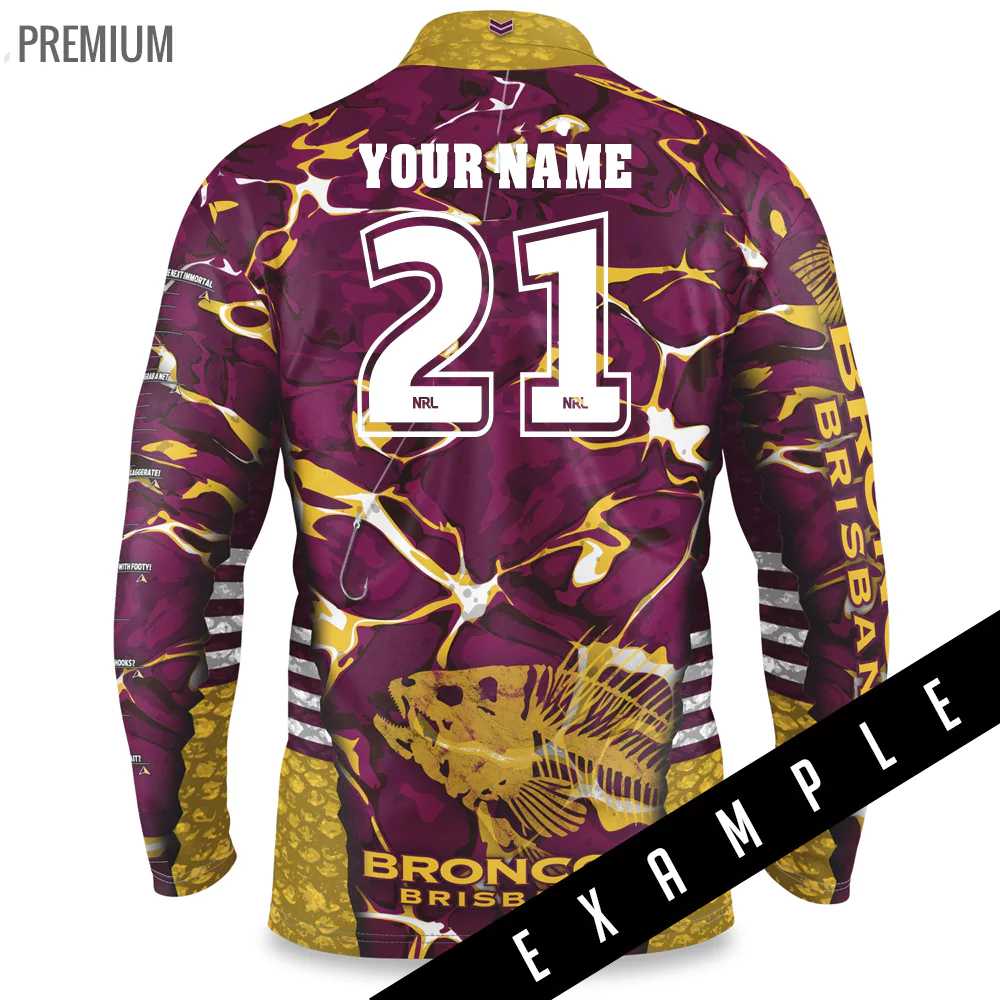 Buy 2021 Brisbane Broncos 'Skeletor' NRL Fishing Shirt - Adult